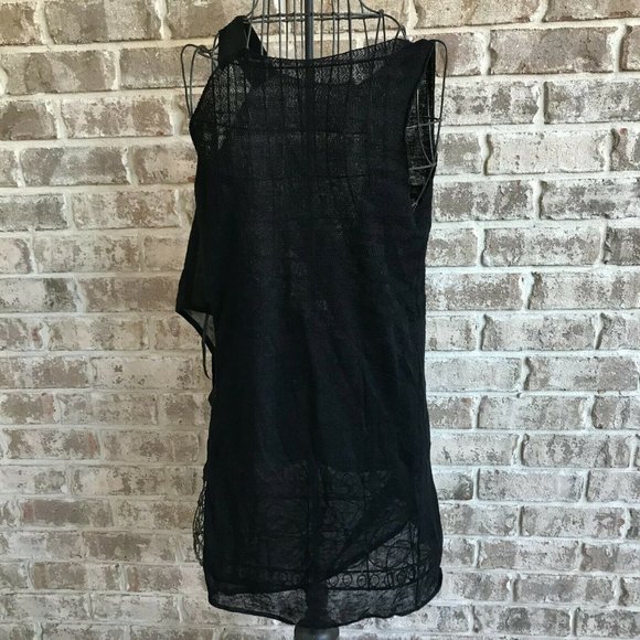 Stella Carakasi  Black dress Sz XS Asymmetrical Semi Sheer Linen Nylon B… - Picture 1 of 12